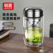 明霞玻璃杯帶茶隔雙層高硼硅玻璃水杯茶水分離車載杯子男泡茶杯