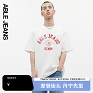 ABLE JEANS男短袖男t恤夏季復(fù)古字體百搭logo印花街頭短袖男t恤 象牙白 M