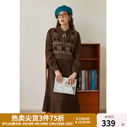 獨束大碼女裝法式復(fù)古針織馬甲兩件套連衣裙秋冬溫柔甜美疊穿內(nèi)搭 咖啡棕 XL （尺碼：3）