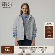 Teenie Weenie小熊春季簡(jiǎn)約學(xué)院風(fēng)連帽衛(wèi)衣開(kāi)衫外套寬松時(shí)髦慵懶風(fēng) 灰色 M (165)