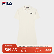 FILA 斐樂官方女子針織連衣裙時尚修身POLO領(lǐng)短袖裙子 茭白-IV M (165) 84A
