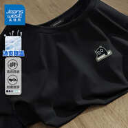 真維斯（Jeanswest）速干短袖男2025新款冰絲涼感網(wǎng)眼t恤夏季大碼男生運動防曬體恤潮 黑色(呆呆貓胸標(biāo)) M /170(30天質(zhì)量問題全額退)