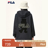 FILA斐樂(lè )官方女裝外套秋季上衣多彩潮流加絨保暖開(kāi)衫連帽小熊外套 正黑色-F51W138599FBK(加絨) 175/92A/XL