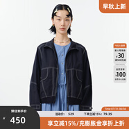 幻走（MOVEUP）2025春季新款.FUN系列羅紋撞色線純棉設(shè)計短款外套女 黑色 M