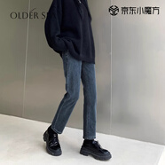 OLDER SEA高腰煙管褲直筒牛仔褲女夏季2025年新款小個(gè)子顯瘦法棍牛仔褲子女 藍(lán)灰色 25 建議78-83斤
