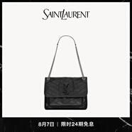 YSL圣羅蘭【禮物】女士NIKI中號復(fù)古皮革手袋 黑色 U