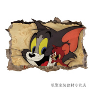 派欽3d墻紙貓和老鼠玻璃自粘貼紙創(chuàng  )意裝飾墻貼紙臥室網(wǎng)紅兒童卡通壁紙 PDD002-1 20cmX30cm 比手機尺寸大一點(diǎn)