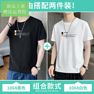 A21以純官網方艦店旗官網夏季薄款短袖t恤男2025新款純棉圓領體恤冰 1164X黑色+1164X白色 M