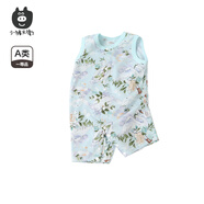 小豬大衛(wèi) PECODAVID小豬大衛(wèi)新生兒連體衣夏季100%棉可愛無骨爬服男女寶寶輕薄哈衣 翱翔的天鵝【無袖】 90cm