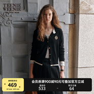 Teenie Weenie小熊針織開衫女春季軟糯舒適簡約休閑通勤針織毛衣外套女 黑色 M (165)