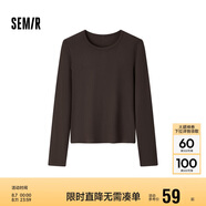 森馬（Semir）長(cháng)袖T恤女吸濕發(fā)熱抗菌緊身內搭2024圓領(lǐng)抓絨套頭衫109724101007