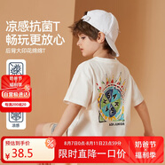 ASK JUNIOR抑菌涼感親子裝t恤25夏男大童半袖體恤兒童短袖上衣 白色 150