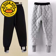 G.DUCKKIDS兒童棉褲三層加絨加厚男女童一條過(guò)冬保暖褲子中大童冬季外穿特厚 黑色(三層加棉加厚 棉褲) 170 建議身高160CM