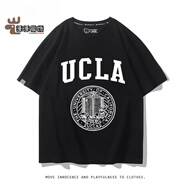 魅藤（meyltten）UCLA短袖加利福尼亞大學(xué)洛杉磯分校周邊T恤男女學(xué)生夏季純棉T恤衫 黑色1 均碼 110