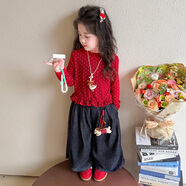 deciuhlae女童套裝2025新款兒童春秋可愛(ài)波點(diǎn)長(cháng)袖上衣牛仔褲女寶寶兩件套潮 圖片色套裝 90cm 均碼
