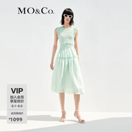 MO&Co.法式精致不規(guī)則層次無袖連衣裙肌理感高端氣質連衣裙女摩安珂 淺薄荷色 S 160