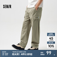 森馬（Semir）休閑褲男寬松直筒工裝褲山系戶外春季繡花長褲松緊腰褲子時尚 灰色調(diào)00422 M