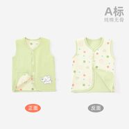嬰唯棉兩面穿嬰兒馬甲春秋寶寶背心新生兒小馬甲雙層純棉男女兒童坎肩 綠色小象 59