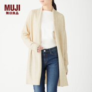 無(wú)印良品 MUJI 女式 含牦牛絨毛圈花式線(xiàn)長(cháng)開(kāi)衫長(cháng)袖針織衫毛衣女裝W9AA052 燕麥色 XS-S (155/80A）