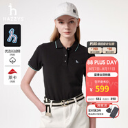 哈吉斯（HAZZYS）女裝  夏季新款女士簡(jiǎn)約撞色通勤休閑POLO衫女 黑色BK S （155/80A 36）