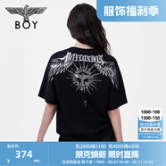 BOY LONDON【暗黑羅盤】夏情侶款短袖權(quán)杖印花炸街潮牌T恤N01906 黑印銀N01906 經(jīng)典升級(jí)款 M