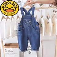 G.DUCKKIDS小黃鴨寶寶背帶褲3-12歲兒童牛仔長(zhǎng)褲男童4女童嬰幼兒春秋長(zhǎng)褲子 卡其色 單褲X熊 90 cm