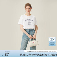 范思藍(lán)恩復(fù)古卡通圓領(lǐng)休閑T恤女春季2024新款短袖上衣 24FS11354 白色 L