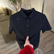 迪桑特新款男士S桑T特D迪短袖冰絲速干透氣翻領(lǐng)POLO衫商務(wù)休閑 黑色 2XL 碼建議135-155斤