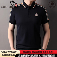 nasawassup品牌短袖t恤男棉質(zhì)翻領(lǐng)透氣polo衫中青年時(shí)尚寬松休閑半袖體恤男 寶藍(lán)色 S 【105-120斤】