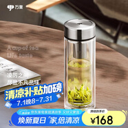 萬象（WANXIANG）雙層玻璃杯V48RL便攜泡茶杯鈦銀色商務(wù)辦公禮盒裝帶茶漏玻璃水杯
