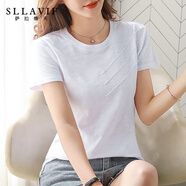 薩拉維夫短袖t恤女士裝2025夏季新款氣質(zhì)洋氣時尚小衫時髦上衣 白色 S (80-90斤)
