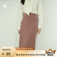 范思藍(lán)恩 年秋冬新款復(fù)古氣質(zhì)高腰半身裙女豹紋直筒裙子中長款 灰粉色 S