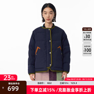 幻走（MOVEUP）2024冬季新款.FUN系列圓領(lǐng)撞色包邊設(shè)計師短款羽絨服女 深寶藍(lán) M