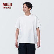 無印良品（MUJI）男式 天竺編織 圓領短袖T恤男士打底衫男裝男款夏季純色上衣 白色AB1M0C4S M (170/92A)