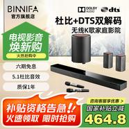 BINNIFA音響 杜比DTS雙解碼 回音壁 家庭影院KTV音箱 全木質(zhì)發(fā)聲 超重低音炮 5.1全景立體環(huán)繞音 Max7S黑色【單炮黑款】