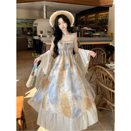 蕓蕁裙子女夏季2025新款風(fēng)與雛菊波西米亞不規則暈染收腰無(wú)袖連衣裙夏 風(fēng)與雛菊開(kāi)衫+連衣裙套裝 L