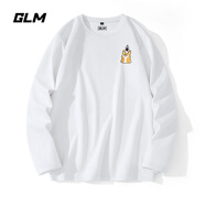 GLM白色長袖t恤男春秋季重磅男裝打底衫純棉吸汗寬松大碼男士衣服