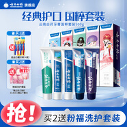 云南白藥牙膏國粹套裝5支共500克薄荷香型護齦抗敏清新口氣家庭裝 國粹套裝500g