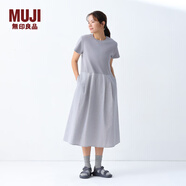 無(wú)印良品（MUJI）女式 涼感 短袖連衣裙 女裝裙子25年夏季連身裙涼感物語(yǔ) BC2LKA5S 灰色 S (155/80A)