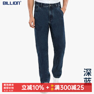 BILLION男士錐形牛仔褲高腰厚款全棉輕商務(wù)休閑長褲子斜口袋J10704 深藍色 33 (2.59尺)