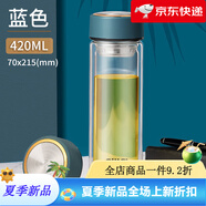希樂(lè )（cille）雙層玻璃杯男士泡茶專(zhuān)用杯水杯大容量茶水分離杯2025新款杯子 格調藍 420ml