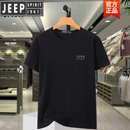 JEEP SPIRIT 吉普短袖男士T恤夏季休閑百搭打底情侶體恤半袖上衣 黑色T594 XL
