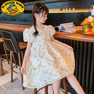 G.DUCKKIDS小黃鴨女童連衣裙兒童夏裝短袖中大童夏季小女孩公主純棉裙子13歲 181綠色 120 (建議身高105-114cm左右)