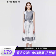 sdeer圣迪奧2022女裝優(yōu)雅暈染顯瘦收腰無袖連衣裙小個子可穿休閑通勤純欲 白色/90 M/165