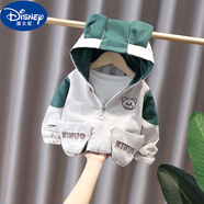 迪士尼（Disney）品牌童裝童裝男童春裝洋氣連帽外套寶寶春秋季可愛(ài)韓版上衣嬰兒小 綠色 90 cm