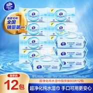 維達(dá)（Vinda）超凈化純水濕巾 80片*12包 嬰兒濕巾手口可用 家庭囤貨濕紙巾