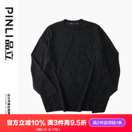 品立（PINLI）T恤男長(cháng)袖秋季新款男裝潮牌提花寬松男士休閑上衣 黑色 L 175