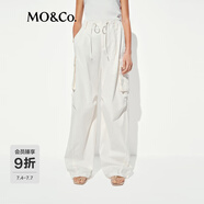 MO&Co.【神褲】2025夏新品高腰降落傘褲工裝褲休閑褲MBE2PAT025防水棉質(zhì) 杏白色 M /165