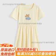 班尼路（Baleno）童裝春夏新款女童連衣裙兒童喇叭袖滿印連身裙公主裙官方旗艦 004S淺黃條紋 110 52slim=100cm