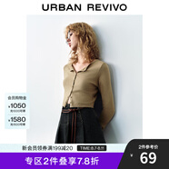 UR秋季新款女裝曠野美拉德百搭修身針織開(kāi)衫UWB940014 卡其 XS
